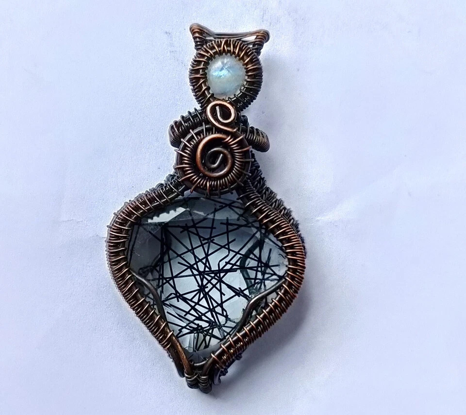 Natural Quartz Gems Copper Jewelry Wire Wrapped Gift For Her Pendant 180.80 Ct