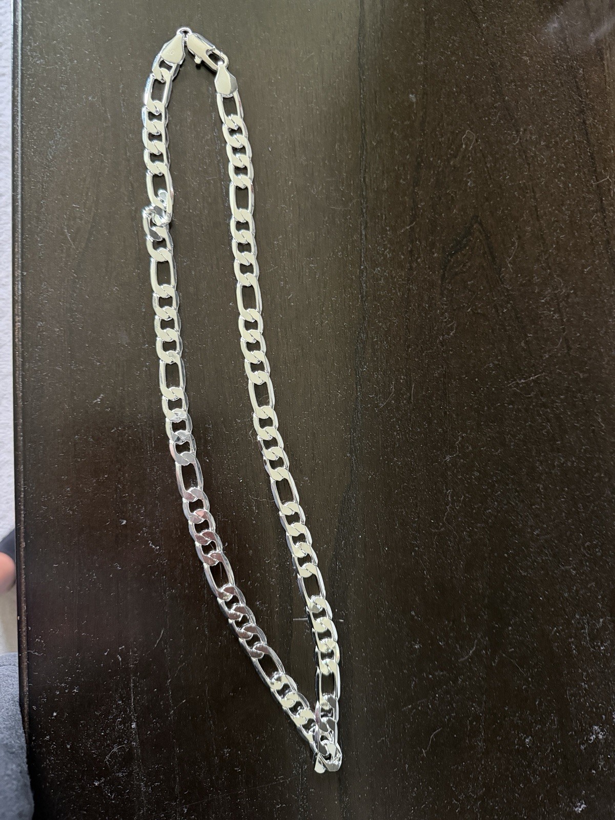 925 Sterling Silver Figaro Link Chain Necklace, 30 inches long by 12 mm wide
