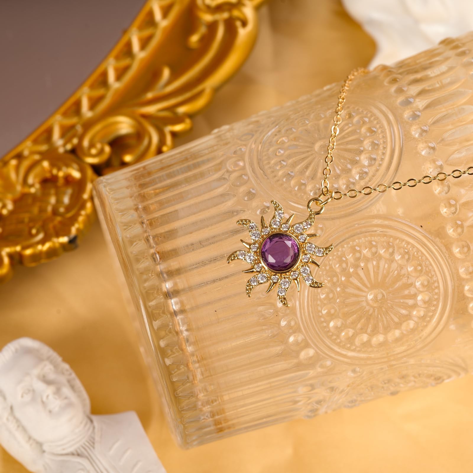 JINSAWW Tangled Rapunzel Necklace Purple Sun Necklace Sun Pendant Necklace Pr…