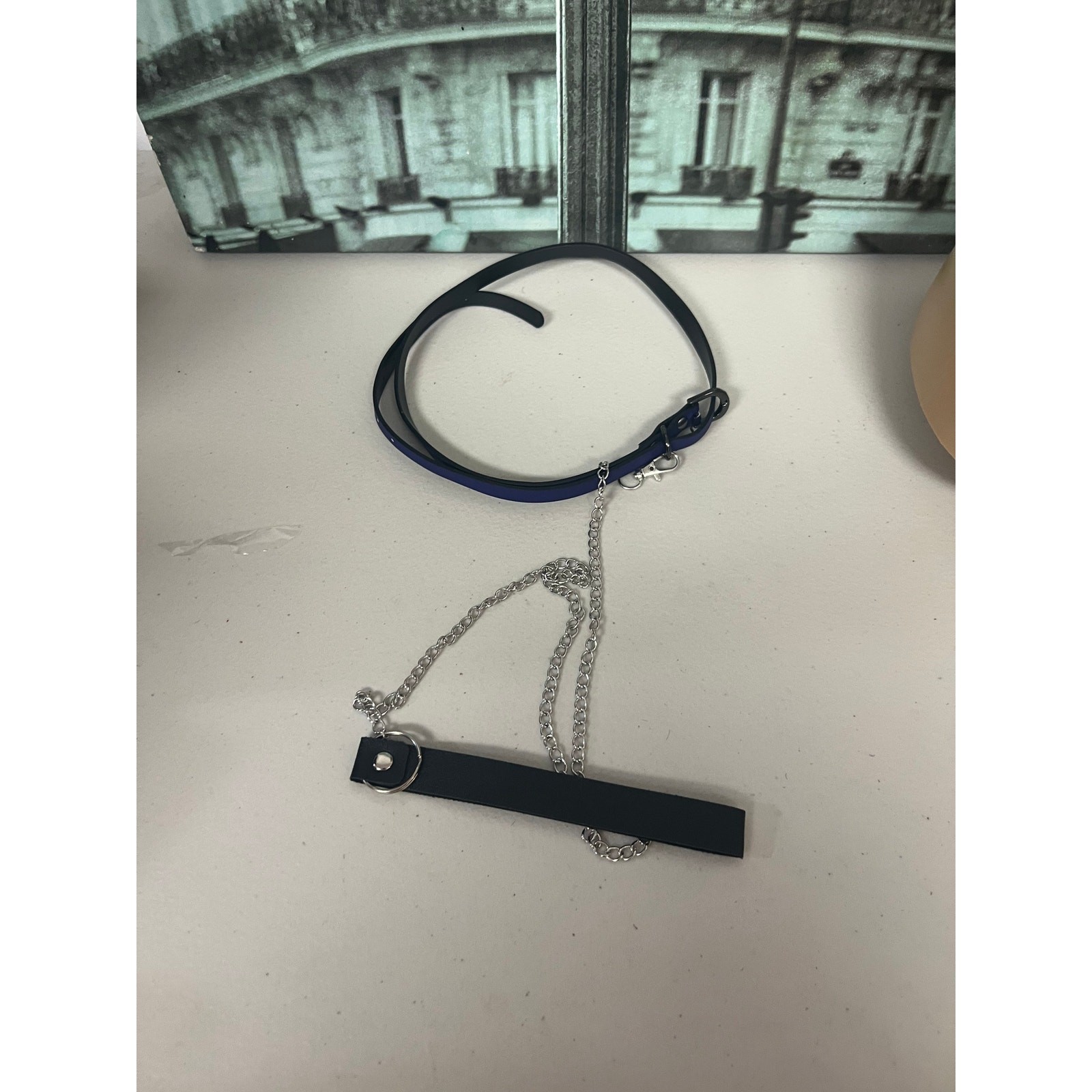 Gothic Thermochromic Faux Leather Choker with Detachable Leash
