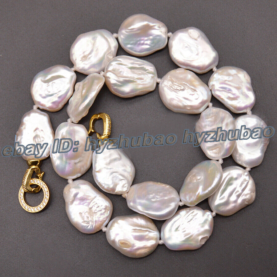 Huge 18-22mm South Sea White Flat Baroque Keshi Pearl Necklace Bracelet Earrings