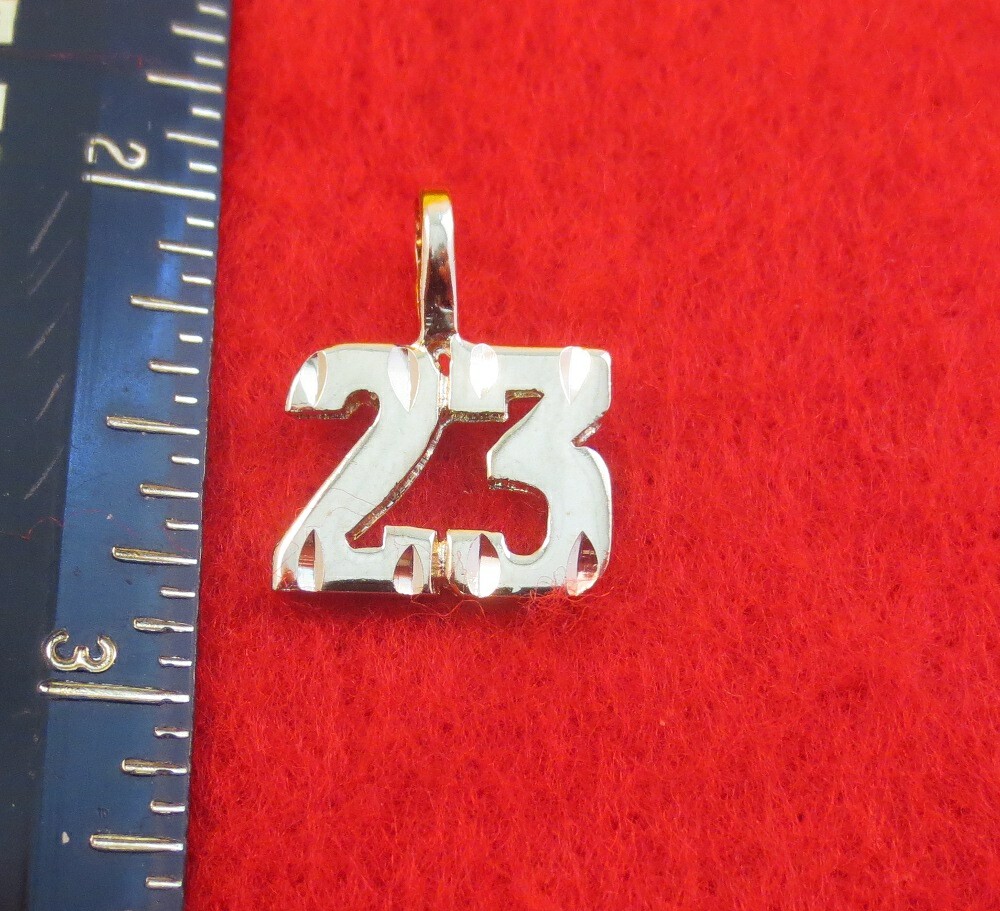 14KT GOLD EP NUMBER 23 SPARKLING CUT CHARM WITH 30 INCH ROPE CHAIN WAS $18.45