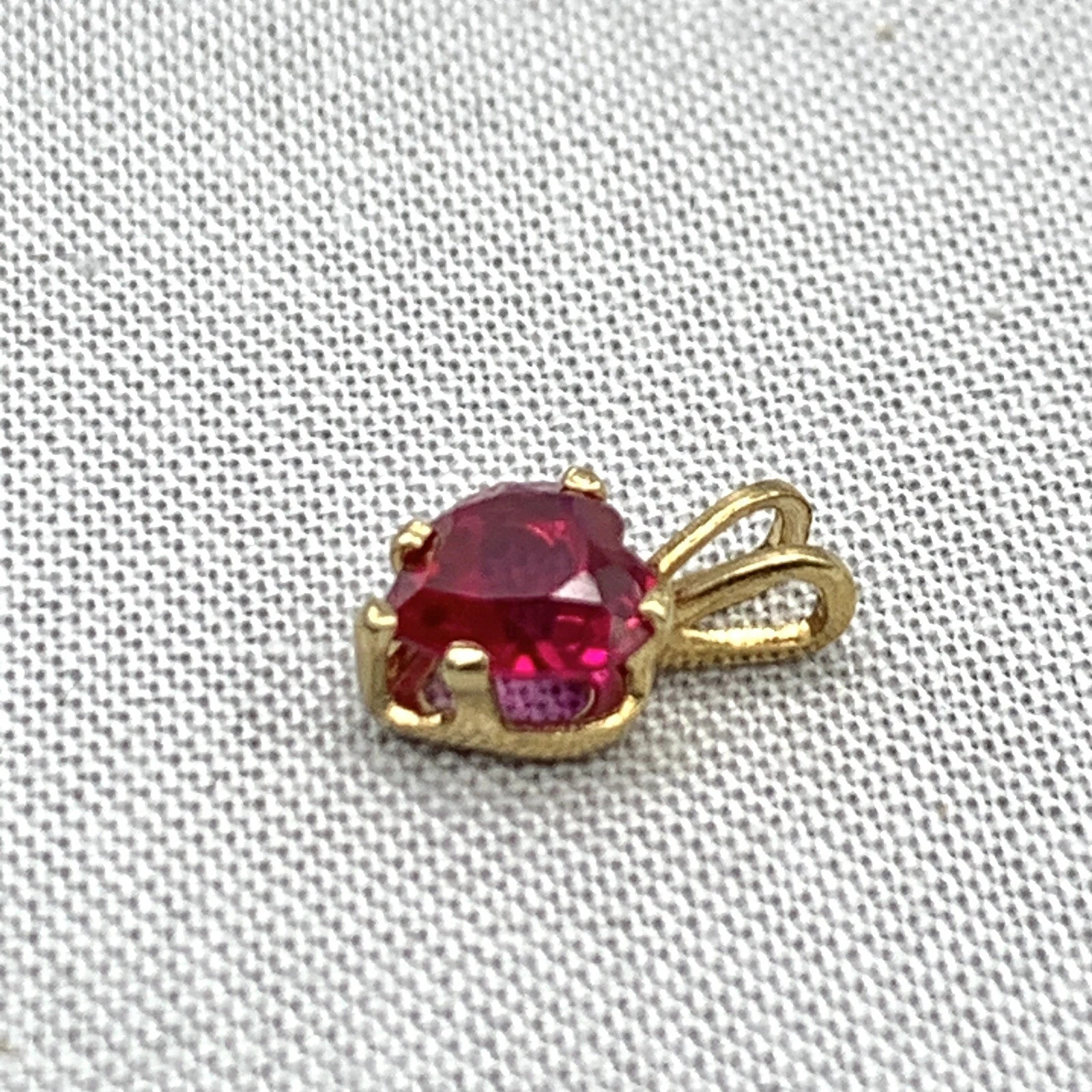 Lab Created Red Ruby 2Ct Heart Cut 14K Yellow Gold Plated Women’s Heart Pendant