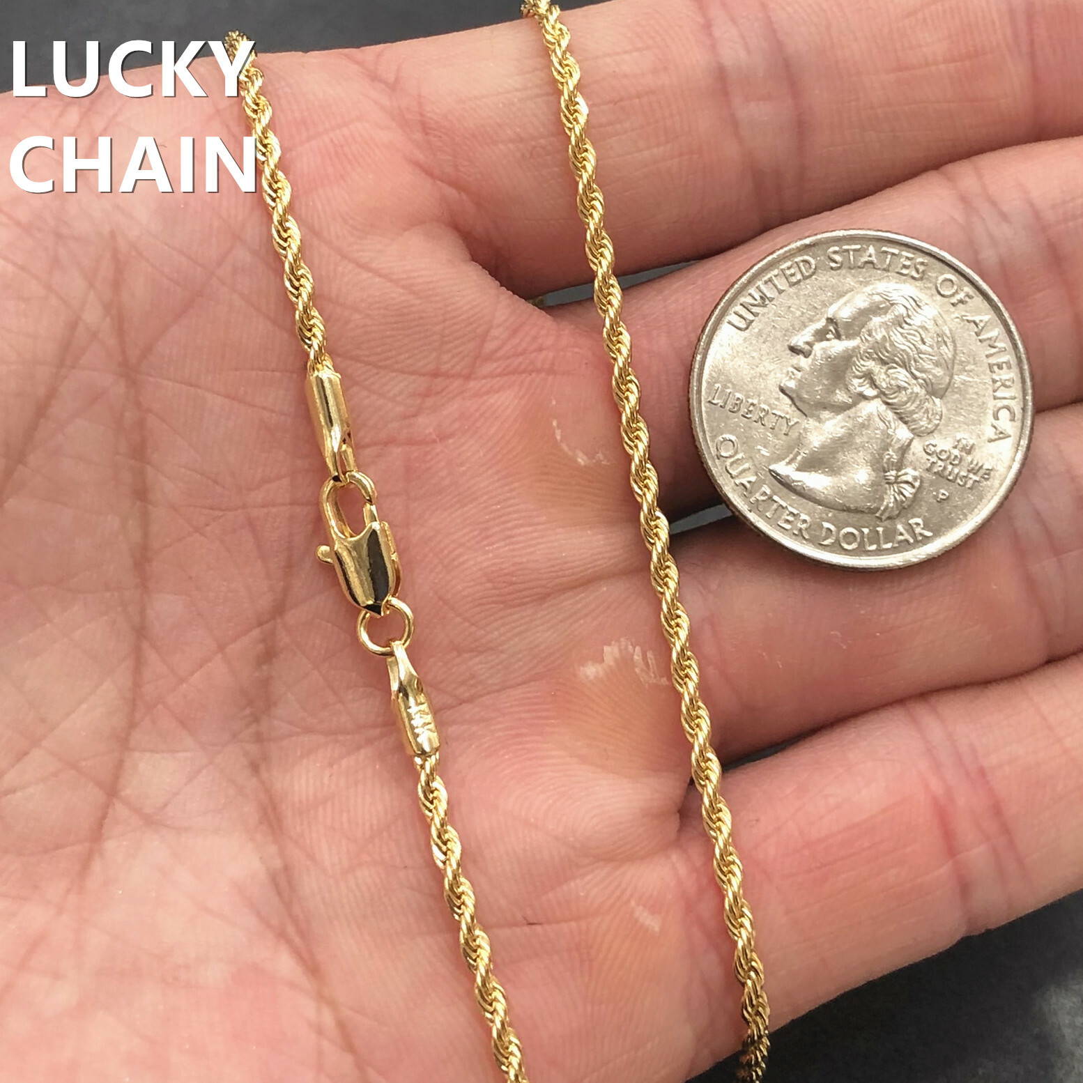 16”18”20”22”24”14K GOLD FILLED ROPE CHAIN NECKLACE 1.5mm 6g-10g