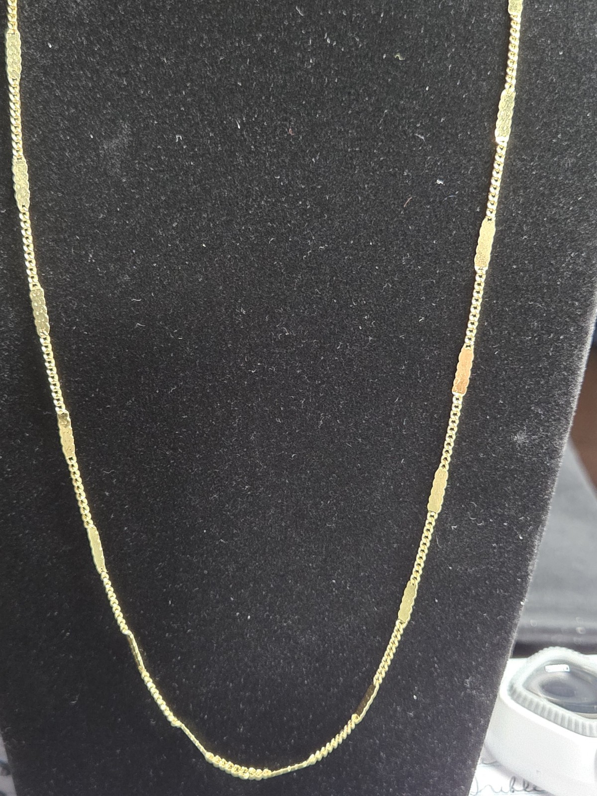 Gold Tone Textured Bar Station Chain Necklace 17-20″ Adjustable Great Layering
