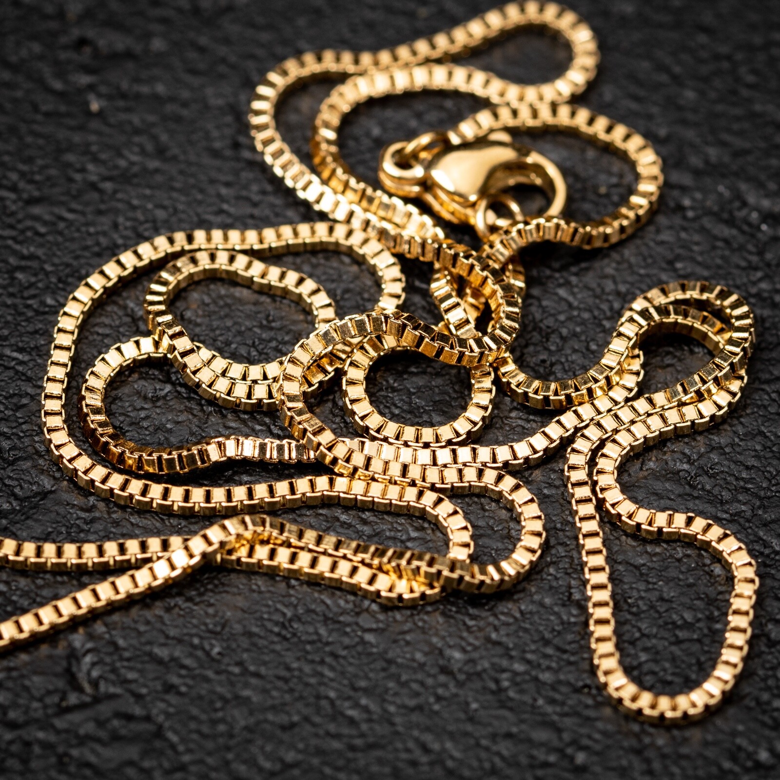 Yellow Gold PlatedStainless Steel 1.5mm 16,18,20 Inch Women’s Box Chain Necklace