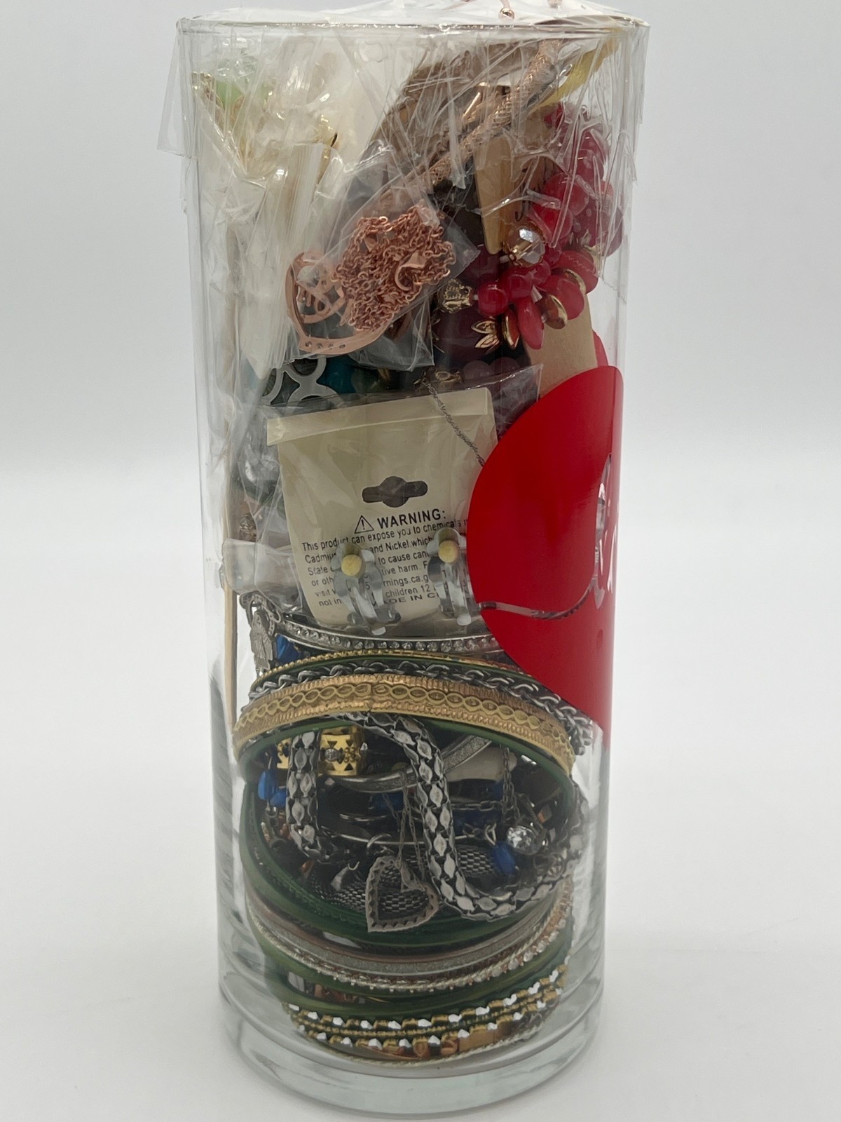Assorted Jewelry Gift Set In Love-Themed Glass Vase