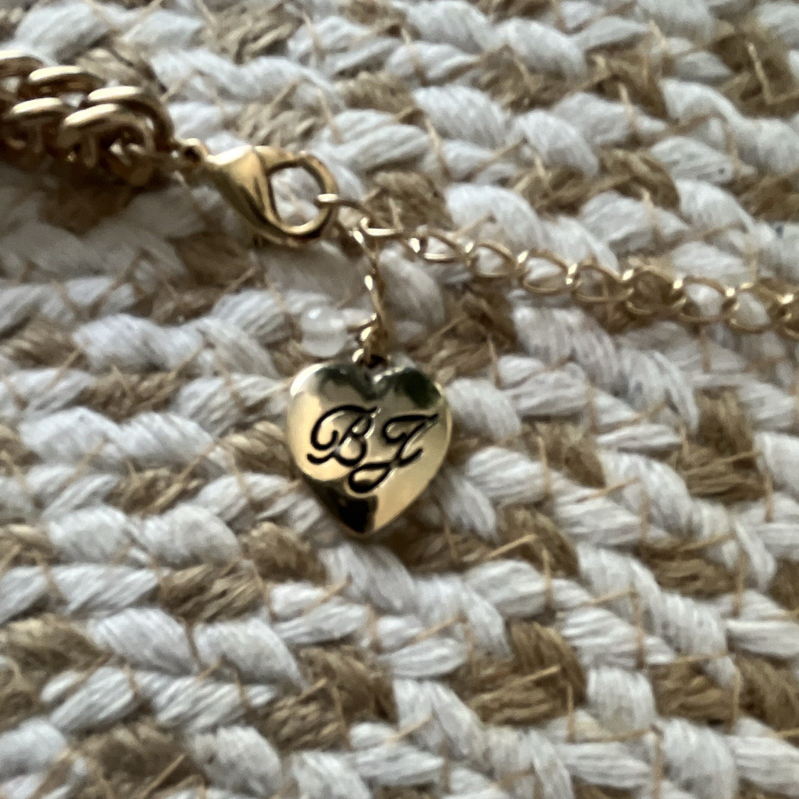 Betsey Johnson Gold Plated Statement Oval Link Charm Necklace, Signed BJ