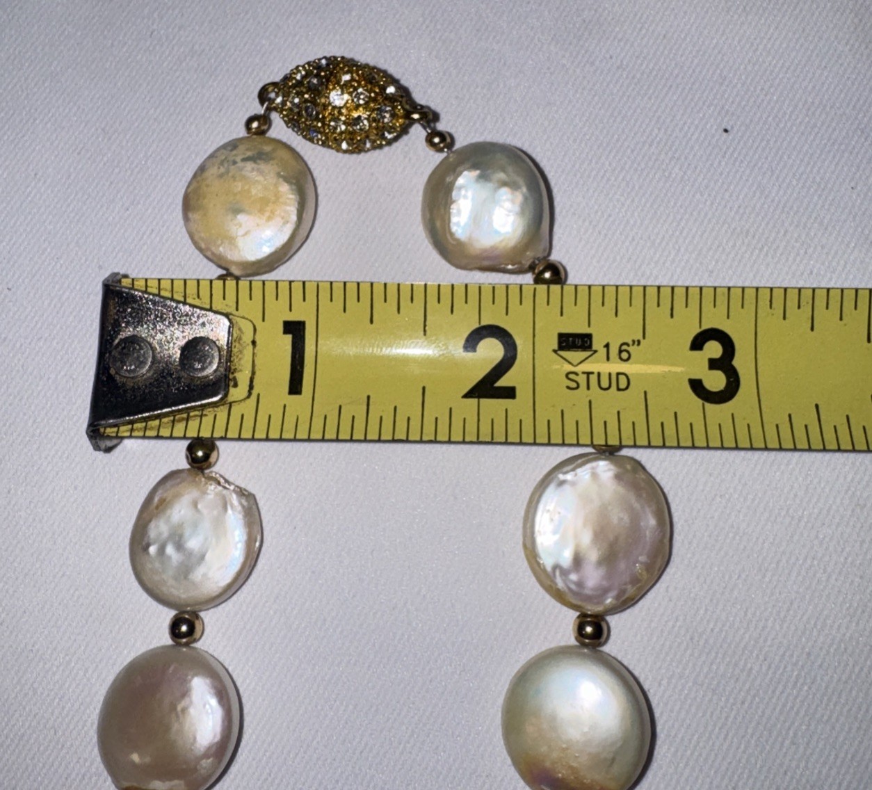 Freshwater Pearl Necklace With Cz Dangle 21” Magnetic Close Great Quality 4 Oz