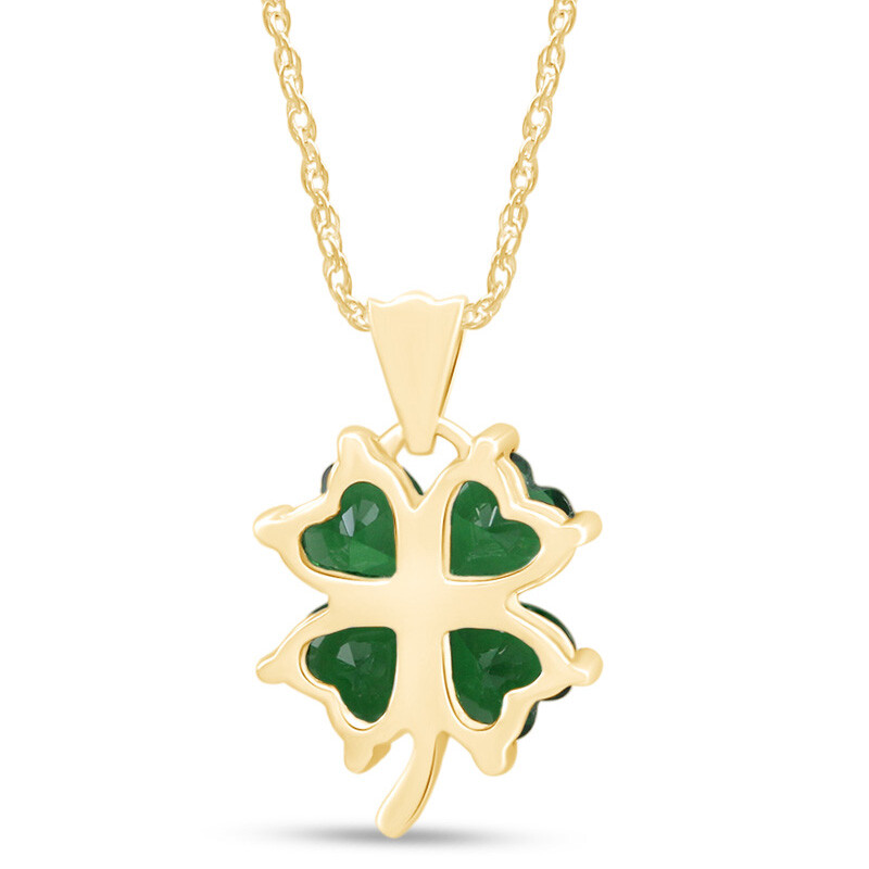 Four-Leaf Clover Pendant Necklace 18″ 14K Yellow Gold Plated Sterling Silver