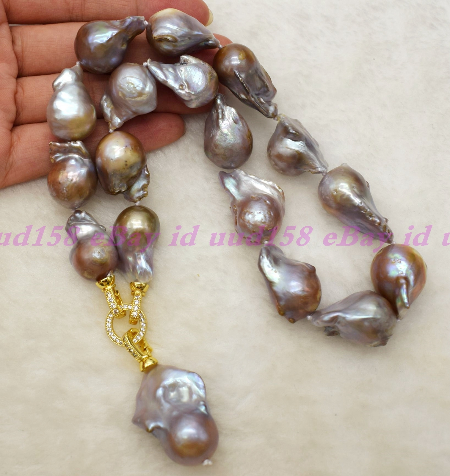NEW HUGE NATURAL AAA++ SOUTH SEA PURPLE BAROQUE PEARL NECKLACE 18″