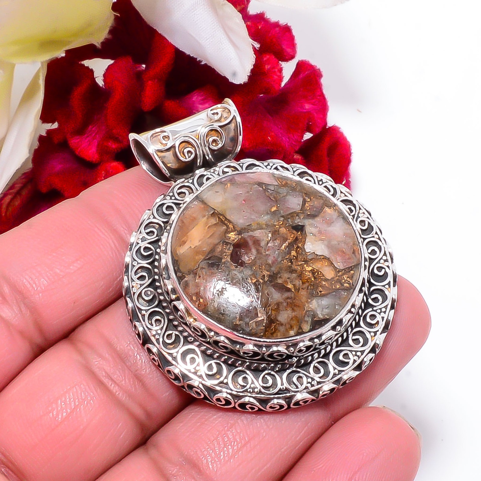 Copper Aquamarine Fine Art 925 Sterling Silver Pendant 1.95 Sk24, Christmas Gift