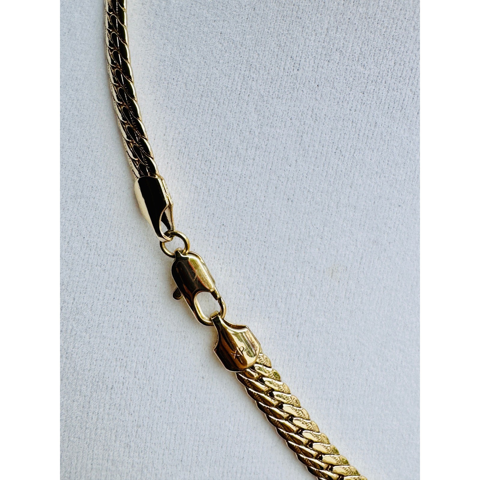 14k Laminated Gold Flat Curb Link Braided Wheat Chain Necklace
