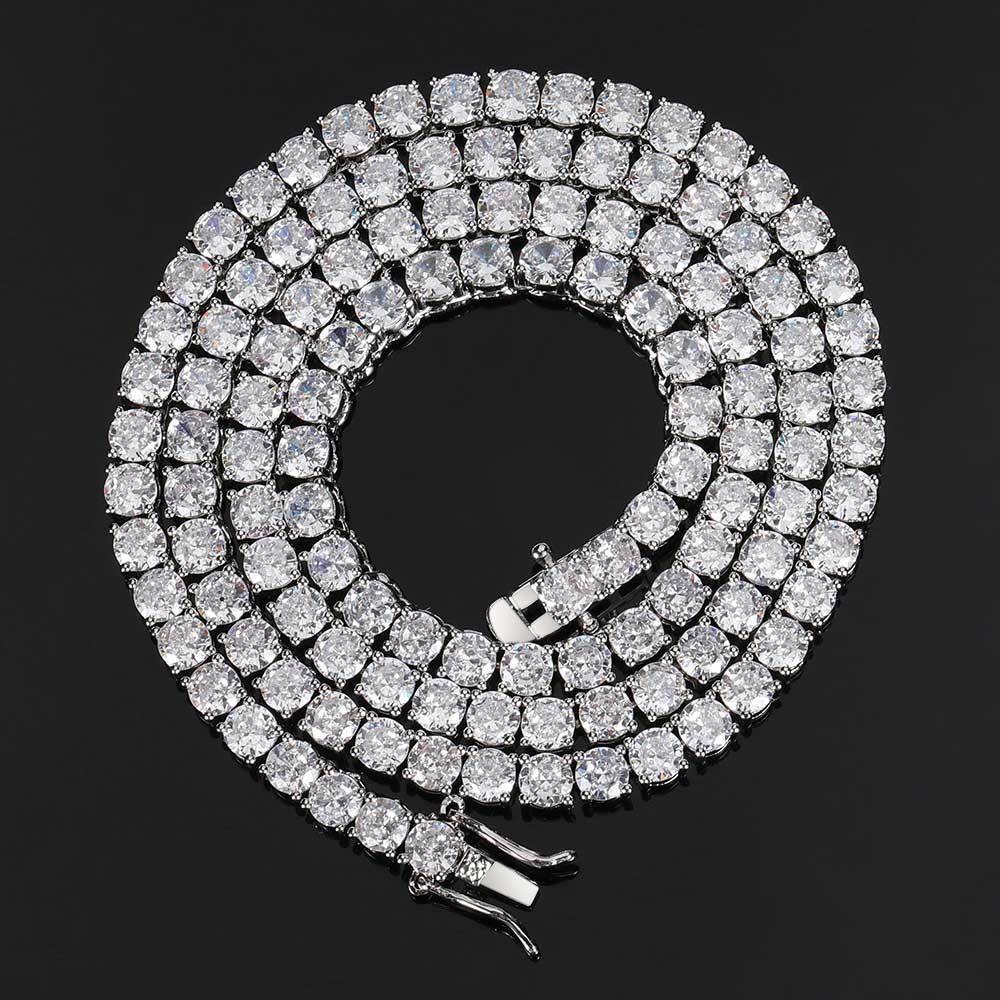 Women Men Iced Out Bling Tennis Necklaces Pendant Hip Hop CZ Zircons 3/4/5/6MM