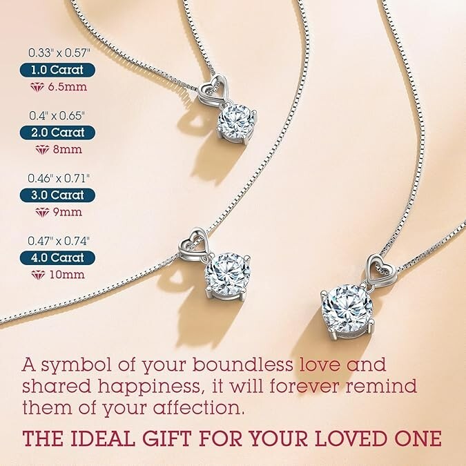 Heart Pendant Necklace Gifts for Wife, 3 Carat Moissanite Women’s Pendant Neck