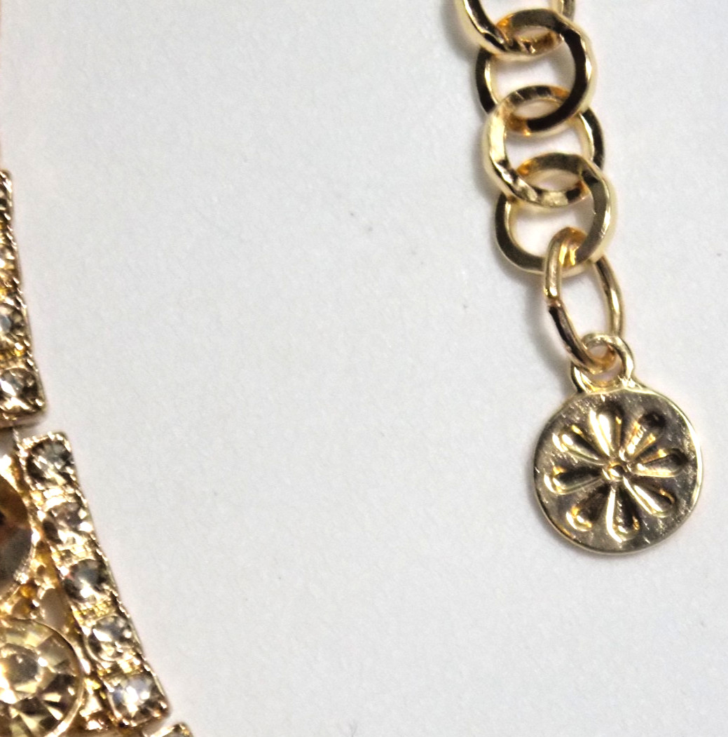 ISAAC MIZRAHI CLEAR CRYSTAL COLLAR NECKLACE GOLDTONE