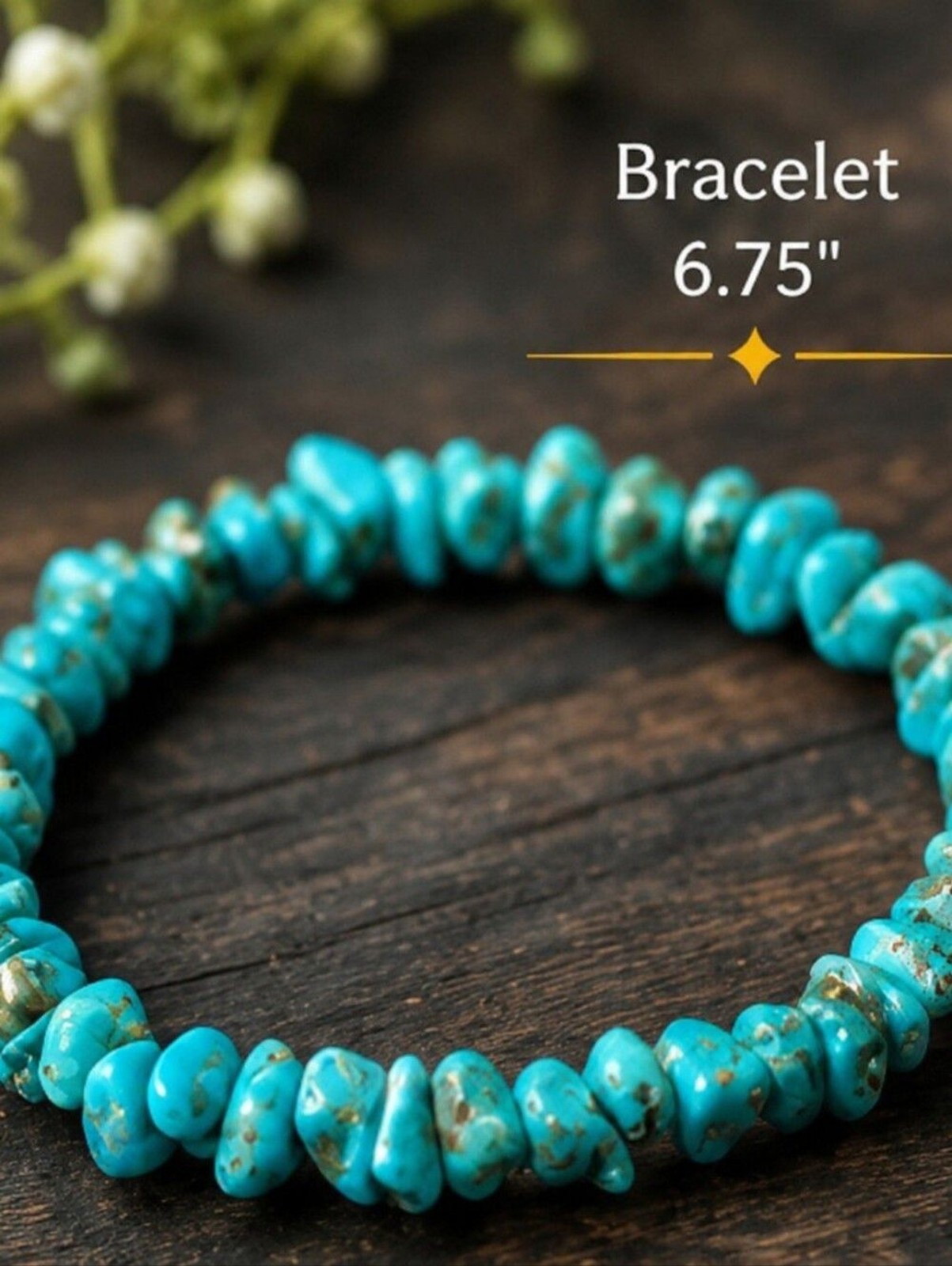 Stabilized Turquoise Chip Necklace Bracelet Set 15-18 In Southwestern Boho Style