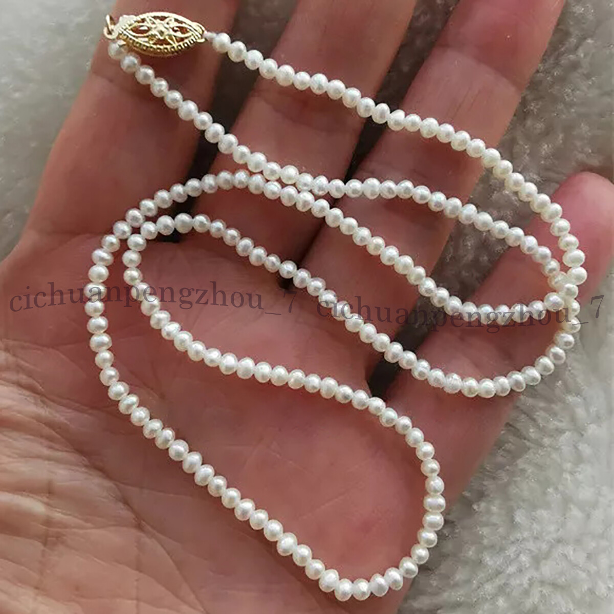 Mini 2-3mm Round Real Natural White Akoya Pearl Necklace 14-28” 14k Gold Clasp
