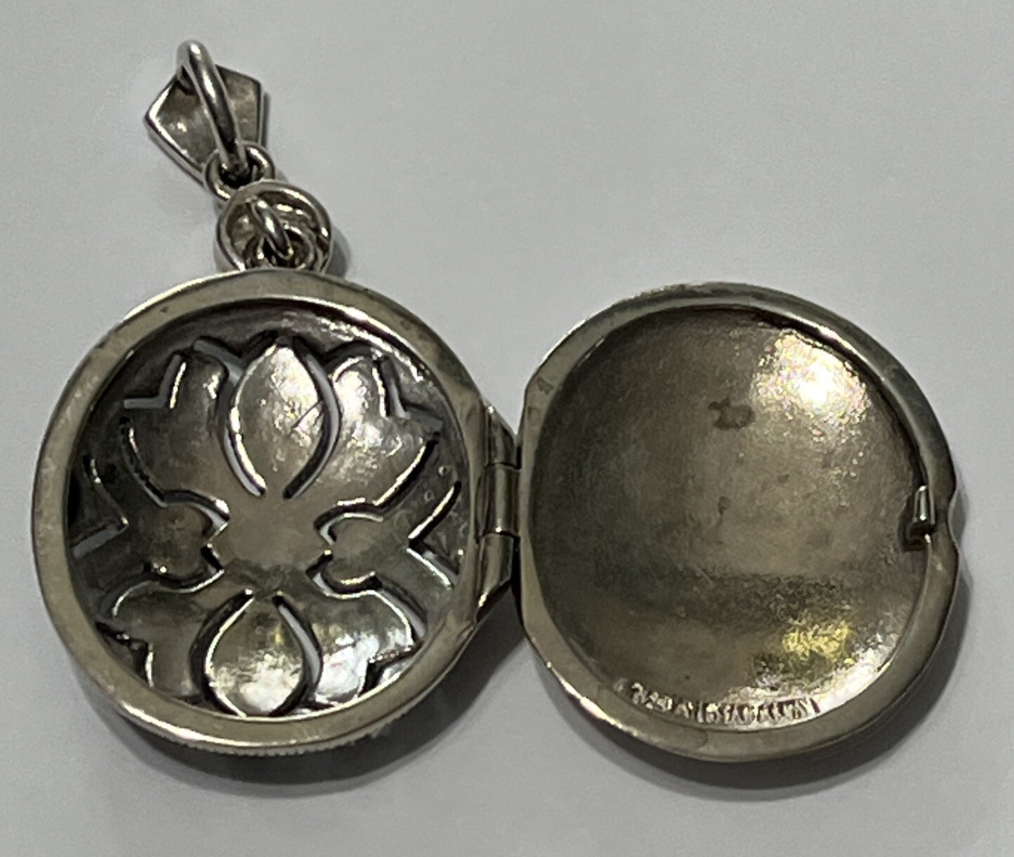 Sterling Silver Marcasite Oval Perfumer Or Photo Locket Pendant