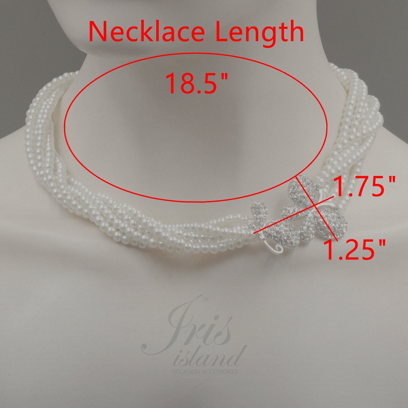 Women Elegant White Pearl Beaded Strand Layered Necklace Crystal Butterfly 1990