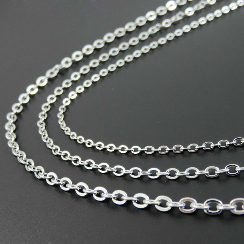 1.5-3.2mm 16″-32″ Wholesale In Bulk Stainless Steel Silver Oval Chain Necklace