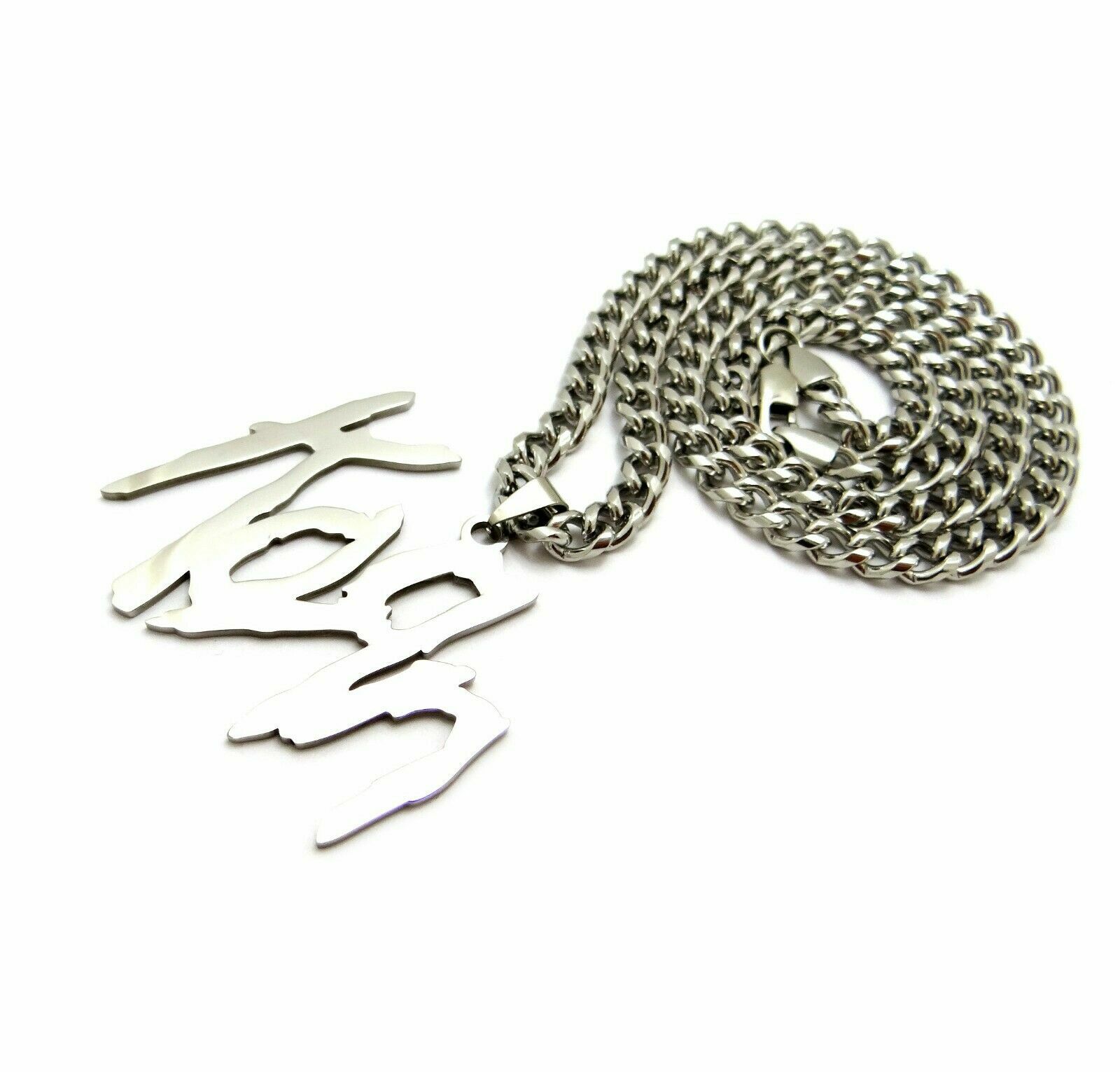 Metal Band Korn Pendant & 6mm 20″ 24″ 30″ Cuban Chain Stainless Steel Necklace