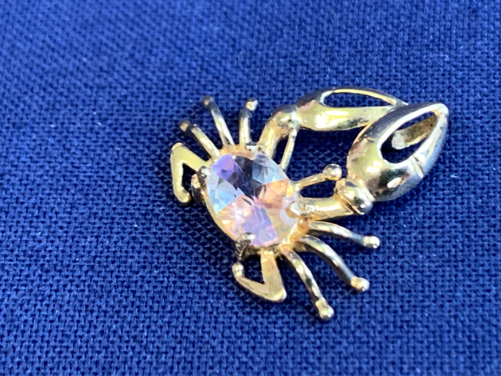 14K Yellow Gold Crab Pendant 1.47g Fine Jewelry Multicolor Stone Charm *READ*