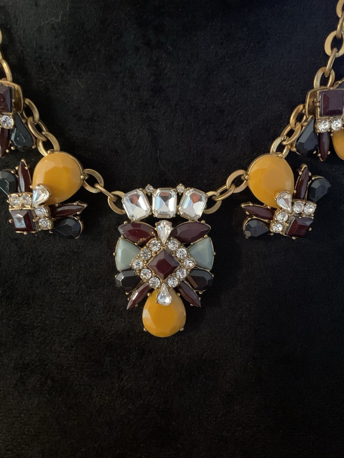 J. Crew Geometric Crystal Art Deco Statement Necklace Multi