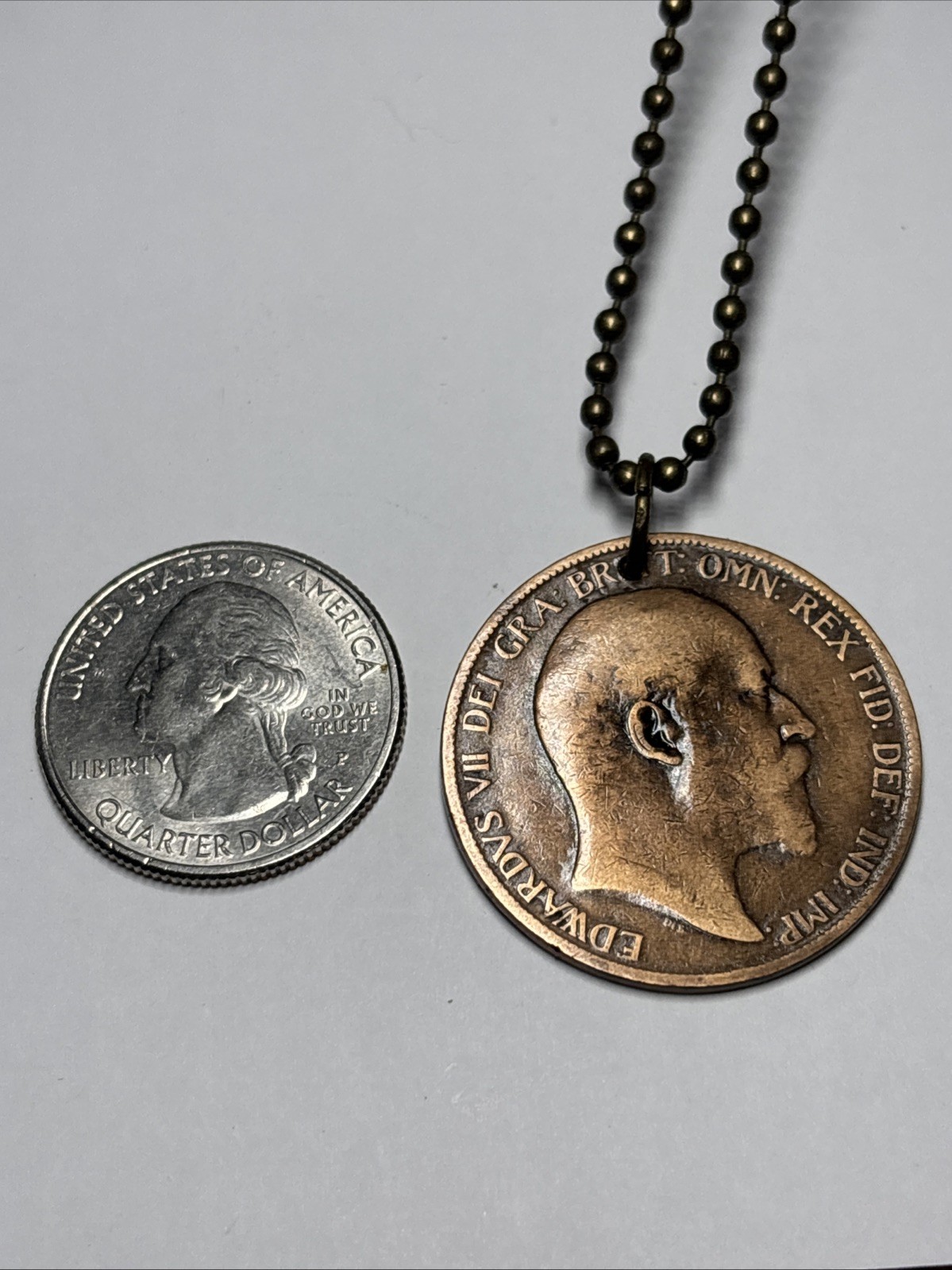 1903 UK Real Circulated Antique Large Coin Pendant. Edward VII.🎁 Wear History!