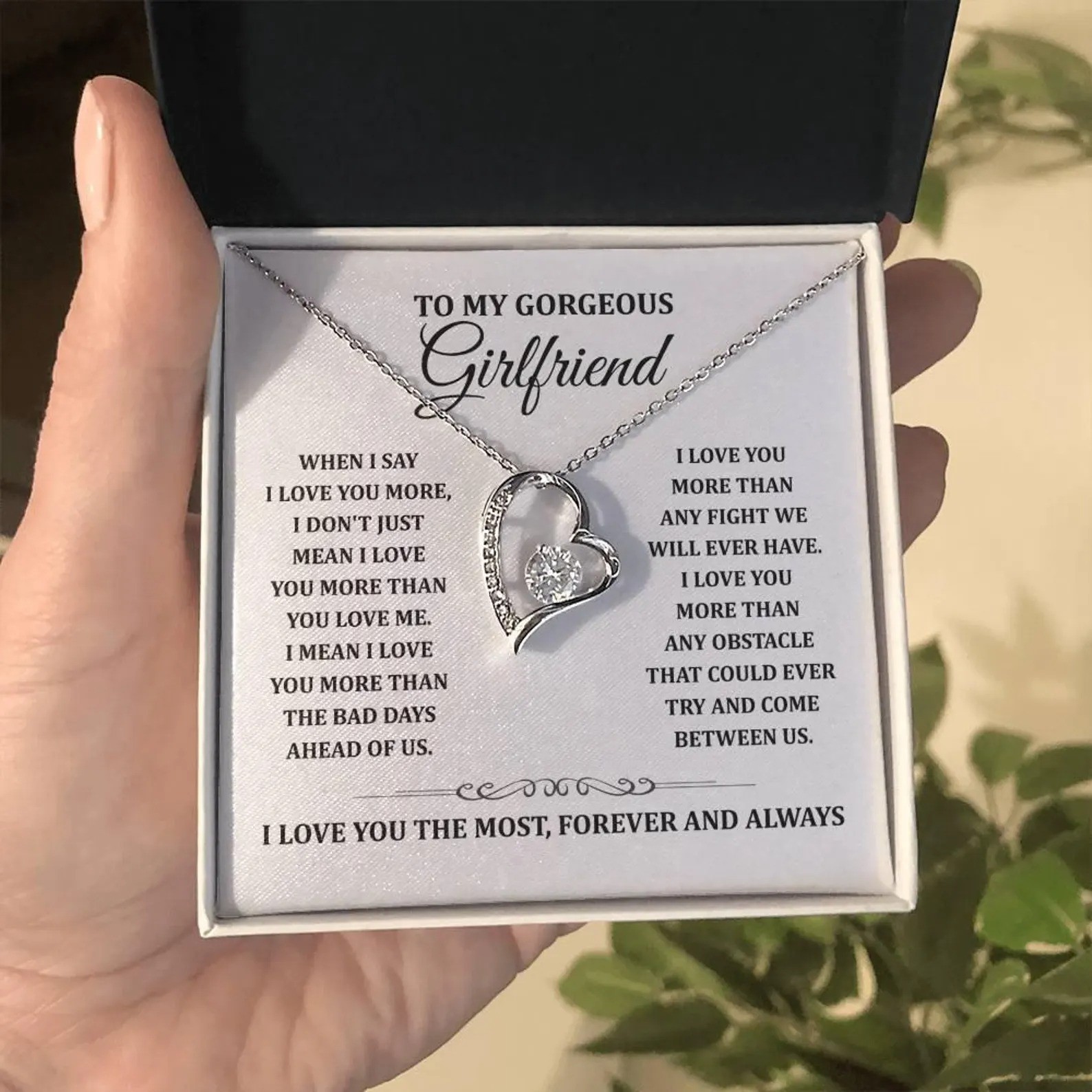 To My Girlfriend Necklace Love Heart Romantic Birthday Valentine’s Day Gift
