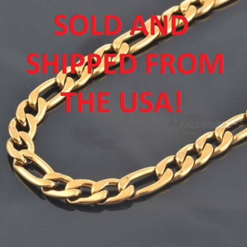 30″ Inch Gold Plated 7mm Thick Figaro Chain Necklace – 59 Grams New From USA!