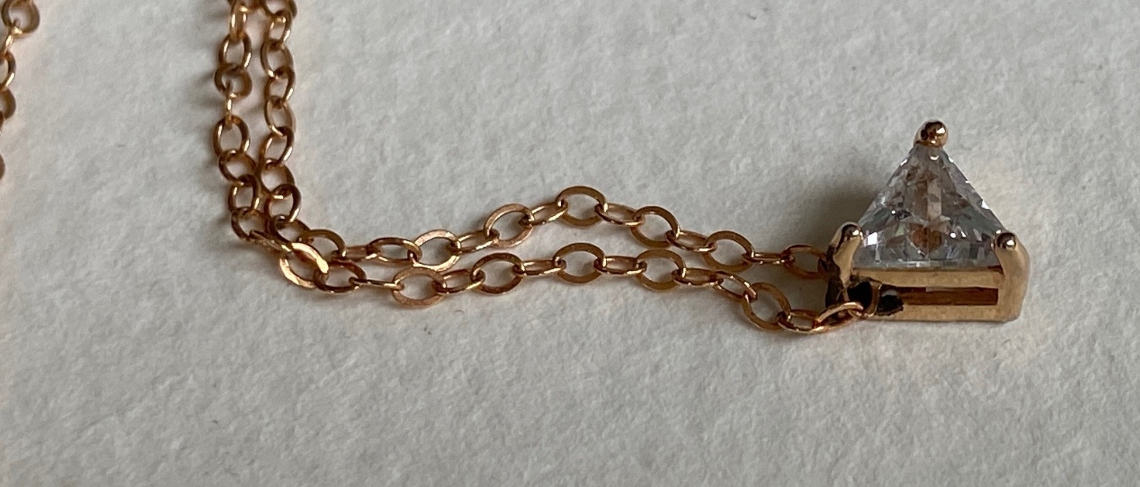 Gold Filled Chain Necklace w/ Trillion Triangle CZ Cubic Zirconia Slide Pendant