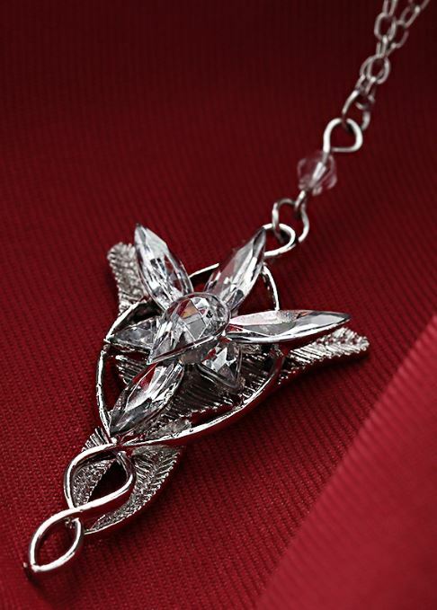 New Lord of The Rings Arwen’s Necklace Evenstar Pendant Crystal Silver Chain