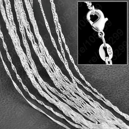 Wholesale 10pcs 925 Sterling Solid Silver 1mm 16inch -30inch Rolo Chain Necklace