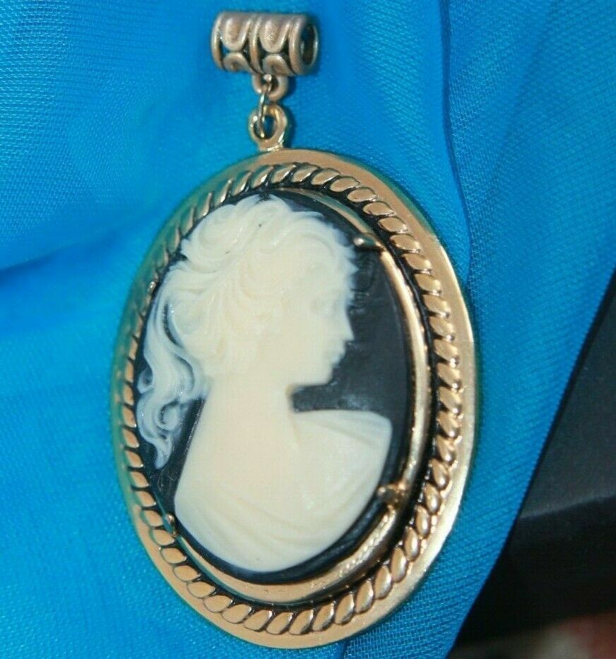 Handcrafted Gothic Victorian Vintage Cameo Necklace Pendant or Brooch Jewelry