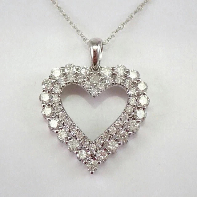 2.00Ct Round Cut Simulated Diamond Women’s Heart Pendant 14K White Gold Plated