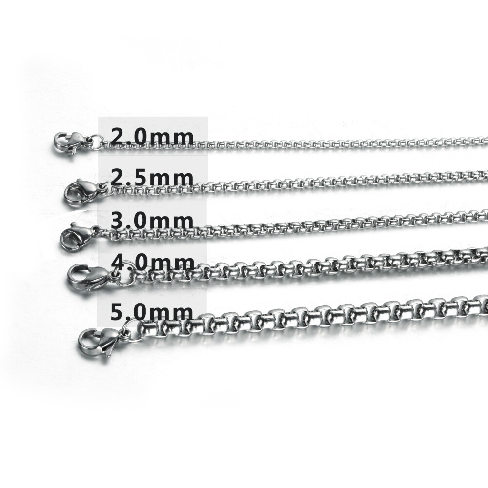 1/2/3/4/5m​m Stainless Steel Silver Box Rolo Chain Men Womens Necklace 1/5/10pcs