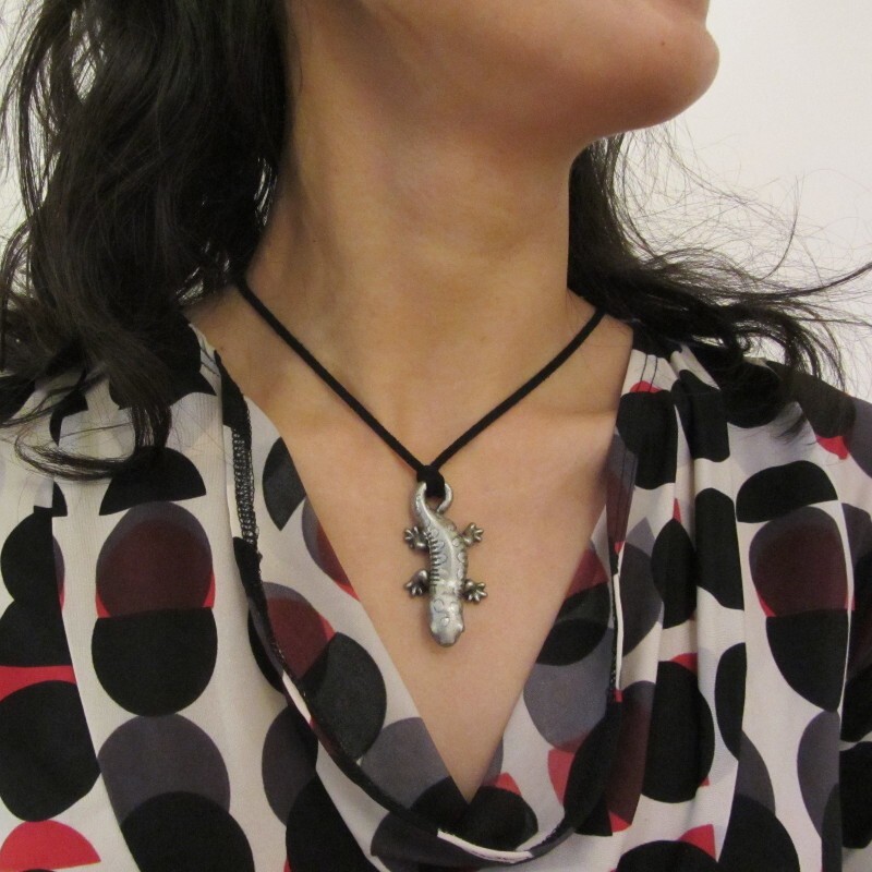 Spotted Salamander Adult and Larva Necklace – Articulating Salamander Pendant