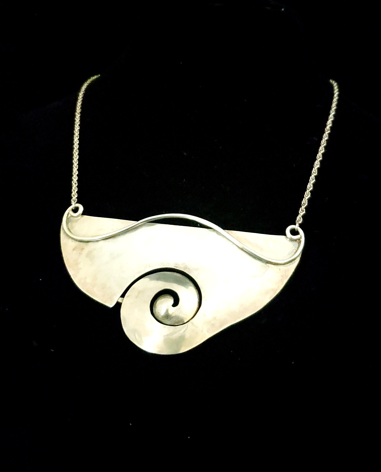 20″ Large Handcrafted Solid Sterling Silver Modernist BOHO Necklace. FLAWLESS!