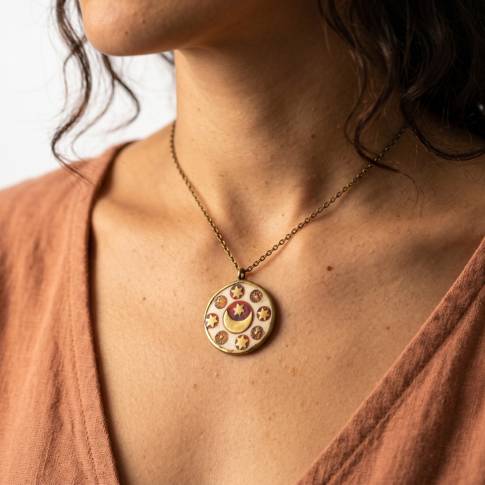 P3252 TIBET Half Moon Sun Star FASHION handmade Pendant NEPAL