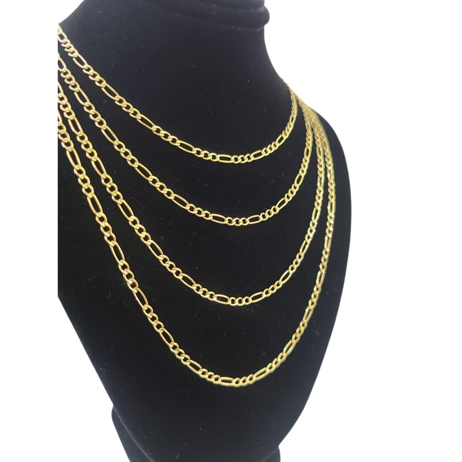 Real 10k Gold Chain Figaro Link Necklace 2.5mm Men Women 16″ 18″ 20″ 22″ 24″