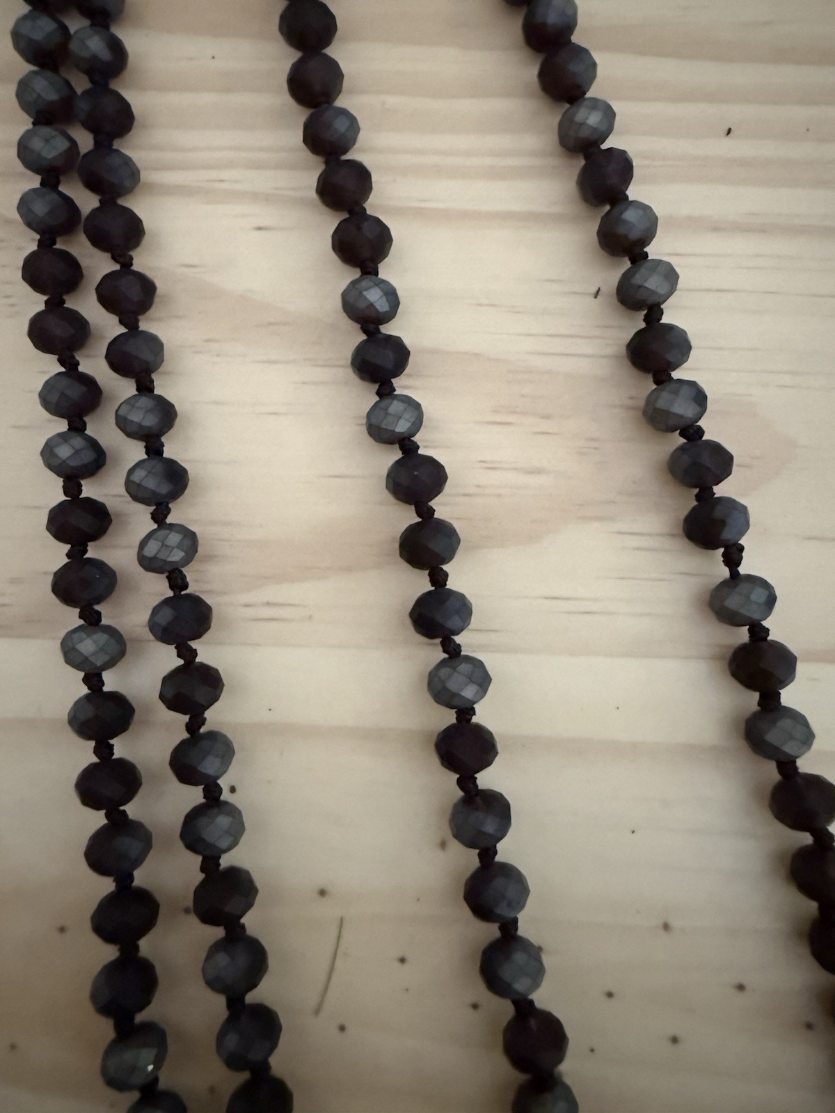 Beaded Necklace Black Grey Western Jewelry 29 Inches Long