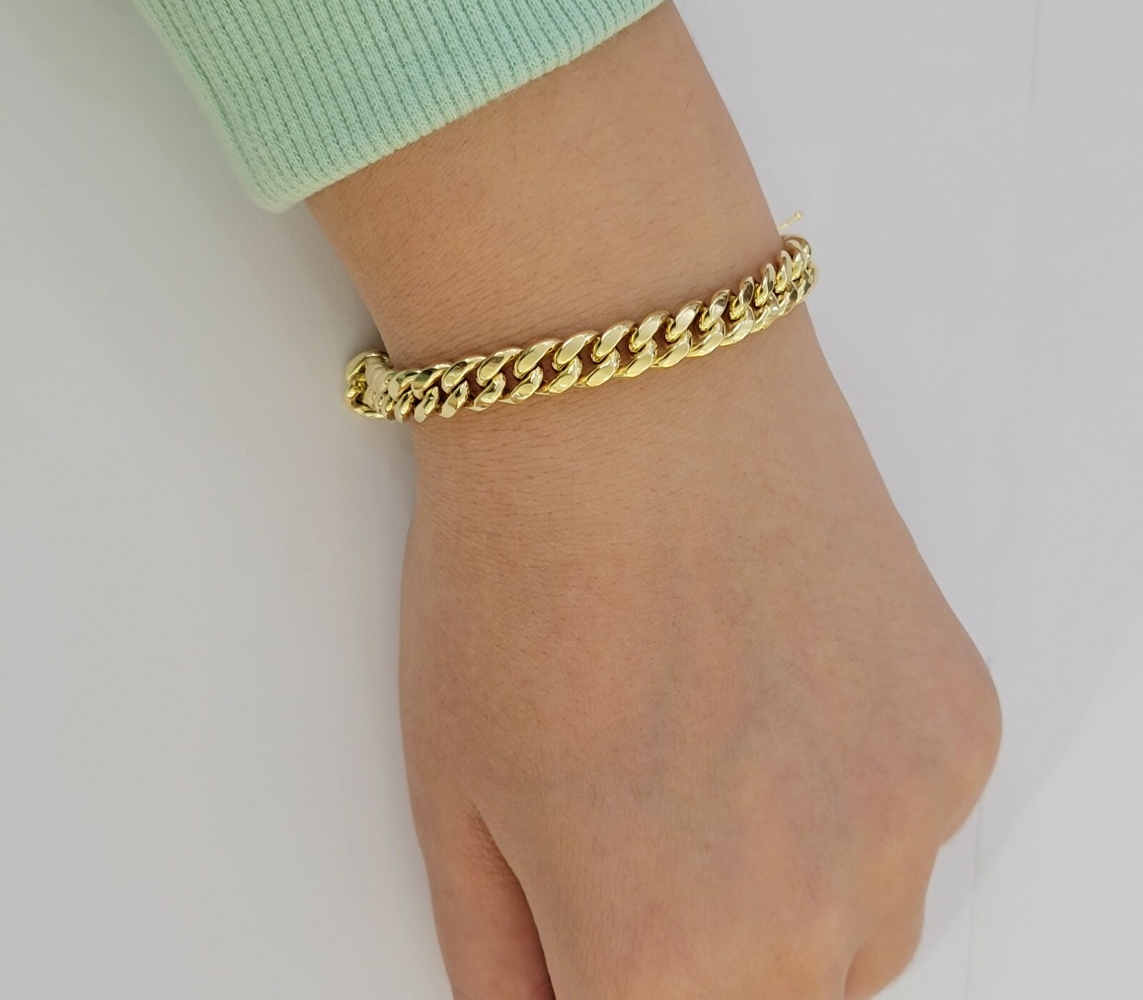Real 10k Gold Bracelet 8″ Miami Cuban Link 6mm-13mm 10kt Yellow Gold ,Men Women