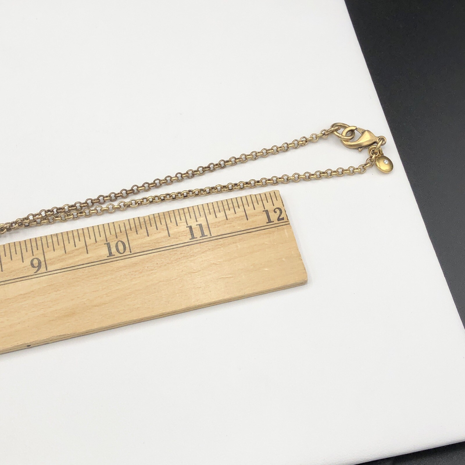 J CREW Pendant Necklace Neutral Crystals Black Clear Tan Antique Gold Tone w Bag