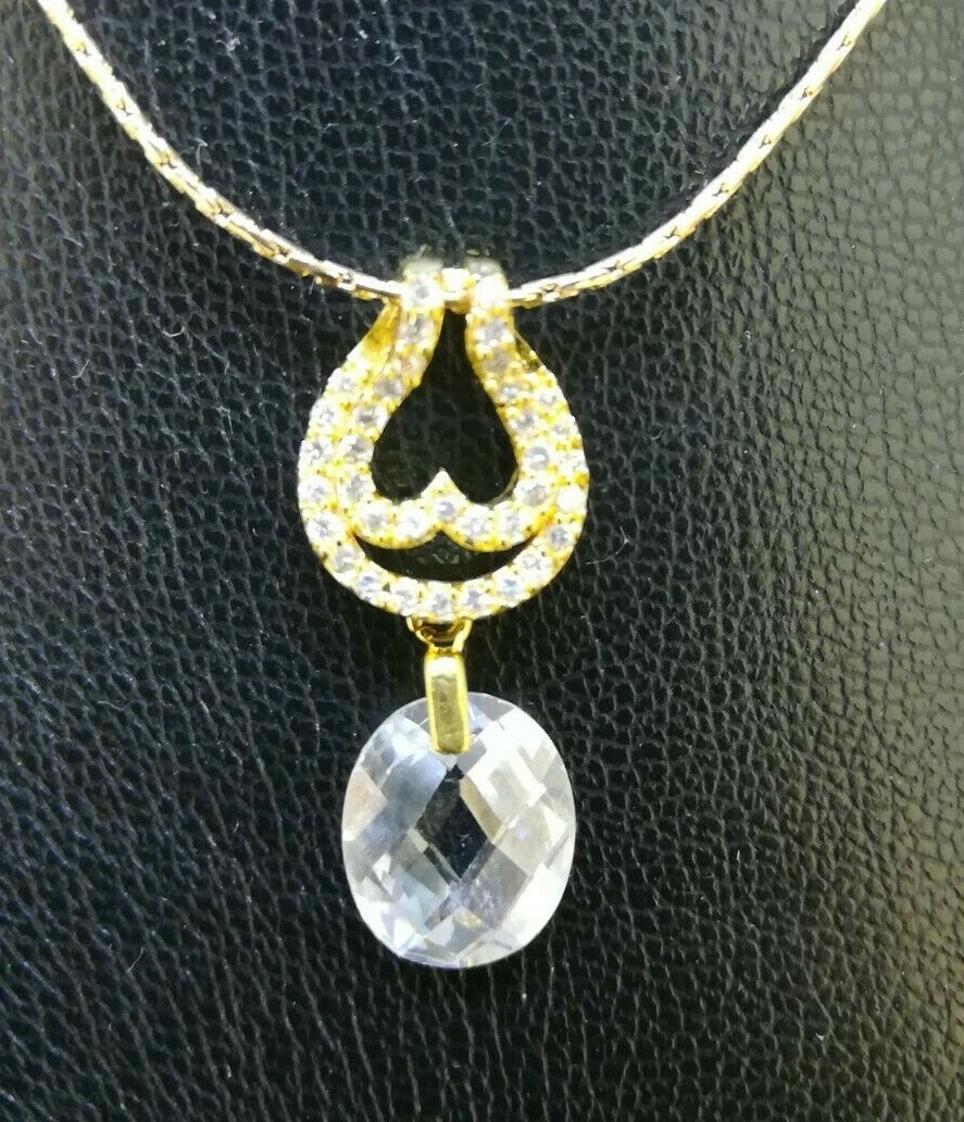 Elegant 18CT Yellow Gold Filled Water Drop Clear/Brown CZ Pendant N-A787 Gift