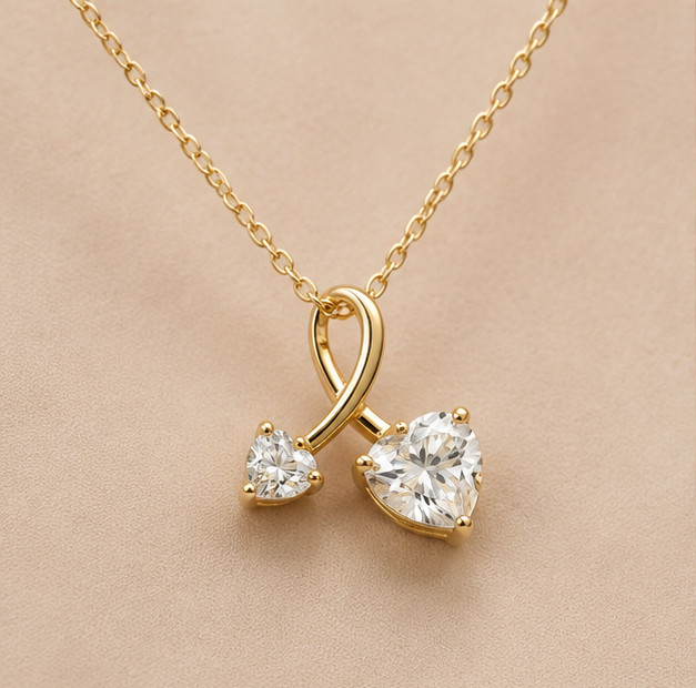 1.20Ct Round Cut Simulated Diamond Heart Shape Pendant 14K Yellow Gold Plated