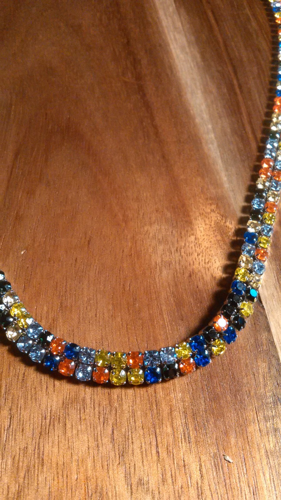 Multi-Color Austrian Crystal Stainless Steel Necklace (18 to 20 Inch)