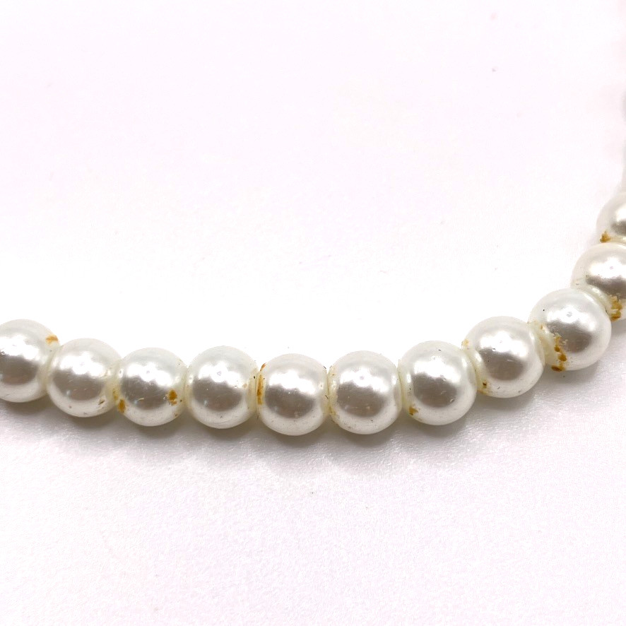 White Glass Faux pearl necklace 46cm vintage bridal flower girl bridesmaid