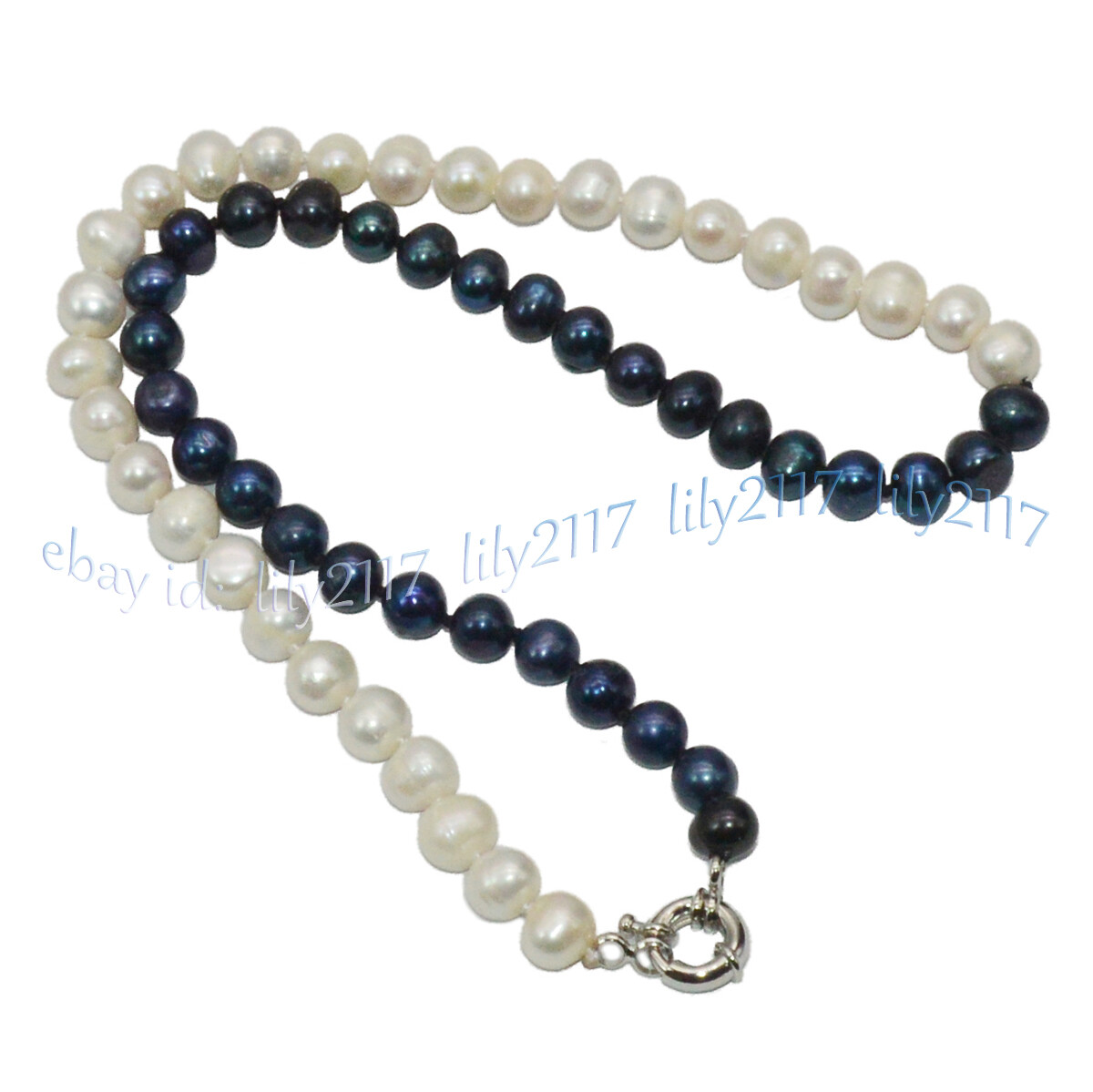 7-8mm Real Natural White Black Freshwater Pearl Baroque Beads Necklace 14-48”