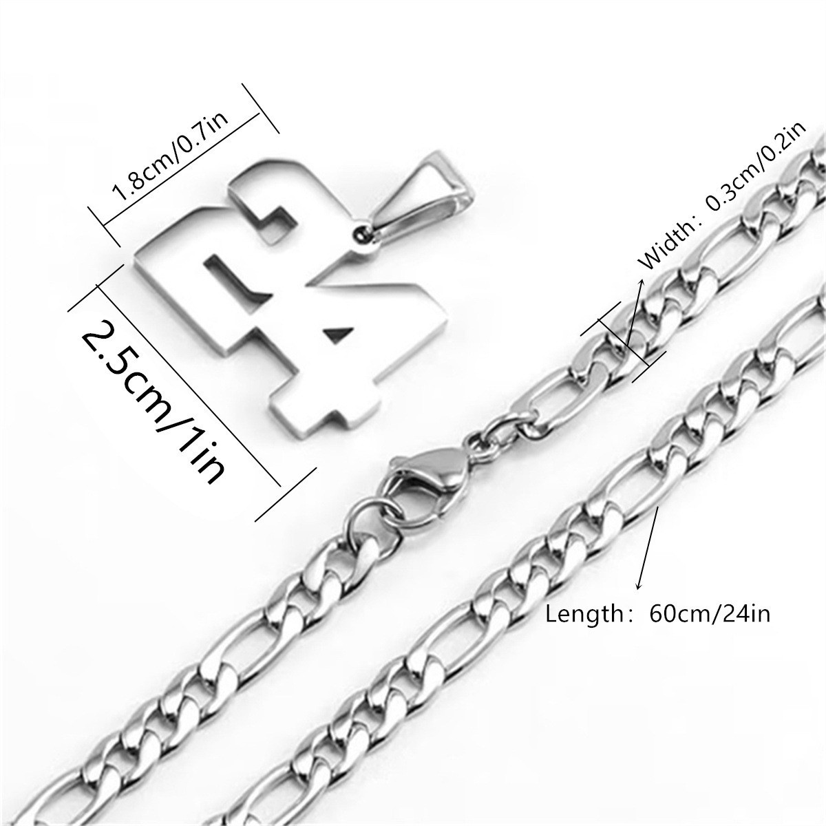 #00-#99 SPORTS FOOTBALL NUMBER Pendant Charm / 24IN STAINLESS CHAIN NECKLACE